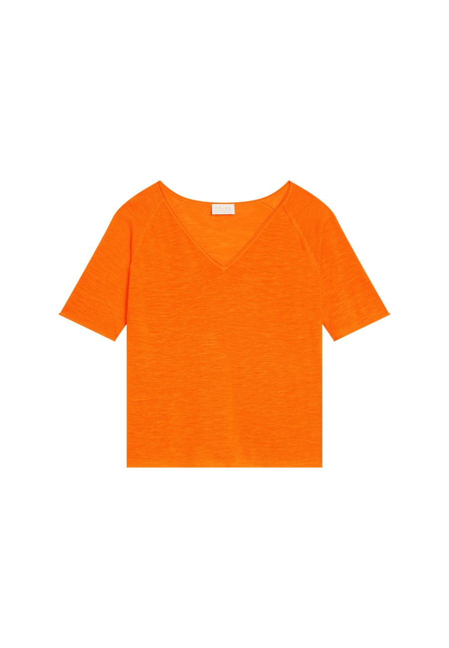 T-Shirt mit Ellbogenärmeln aus Flammleinen - Bonbon