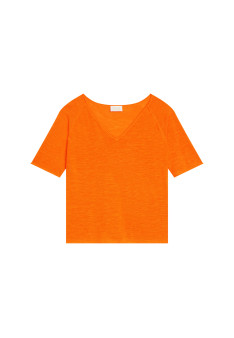 T-Shirt mit Ellbogenärmeln aus Flammleinen - Bonbon