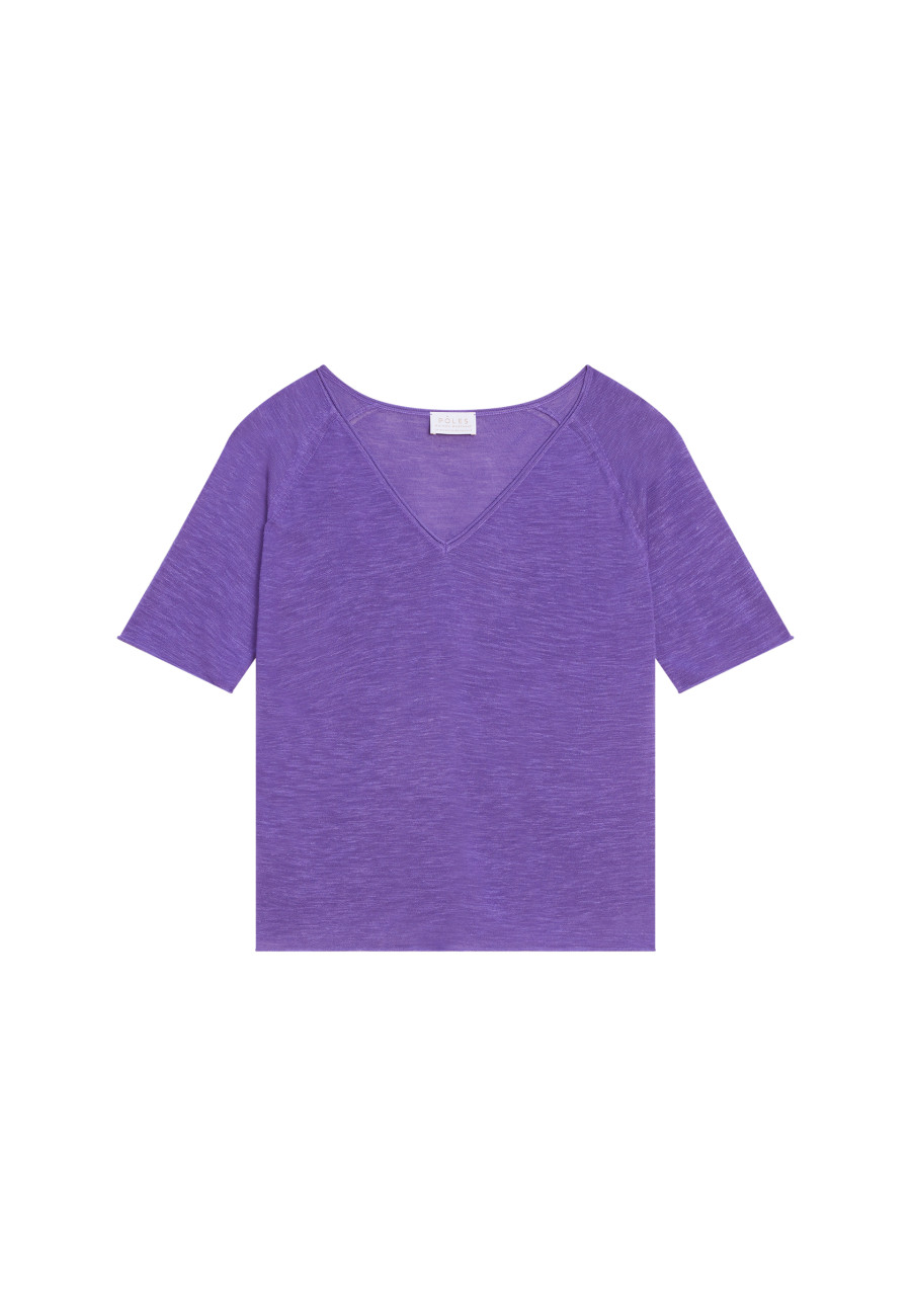 T-Shirt mit Ellbogenärmeln aus Flammleinen - Bonbon