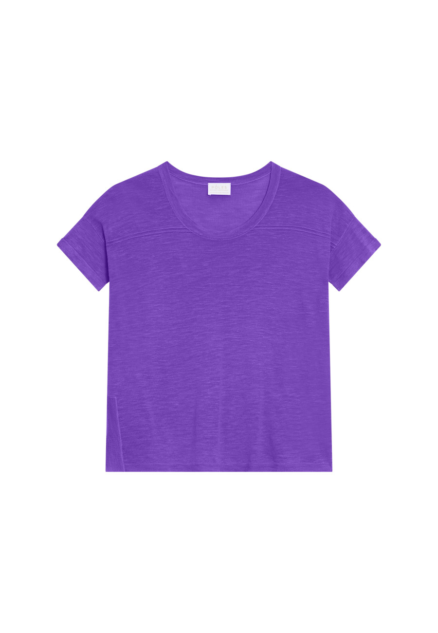 Locker sitzendes Rundhals-T-Shirt aus Flammenleinen - Pavot