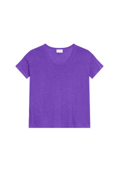 Locker sitzendes Rundhals-T-Shirt aus Flammenleinen - Pavot
