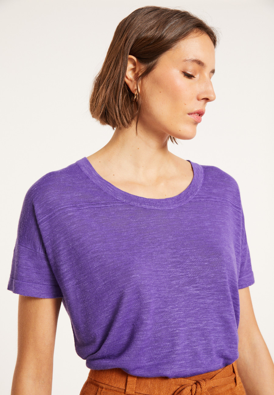 Locker sitzendes Rundhals-T-Shirt aus Flammenleinen - Pavot