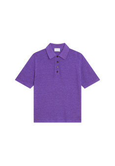 Polo aus Flammenleinen-Rippstrick - Petunia