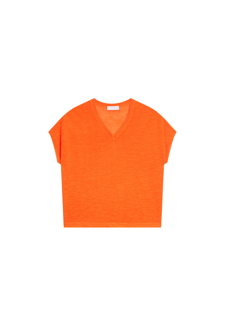 Lockeres T-Shirt mit V-Ausschnitt aus Flammenleinen - Marra
