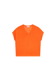 Lockeres T-Shirt mit V-Ausschnitt aus Flammenleinen - Marra