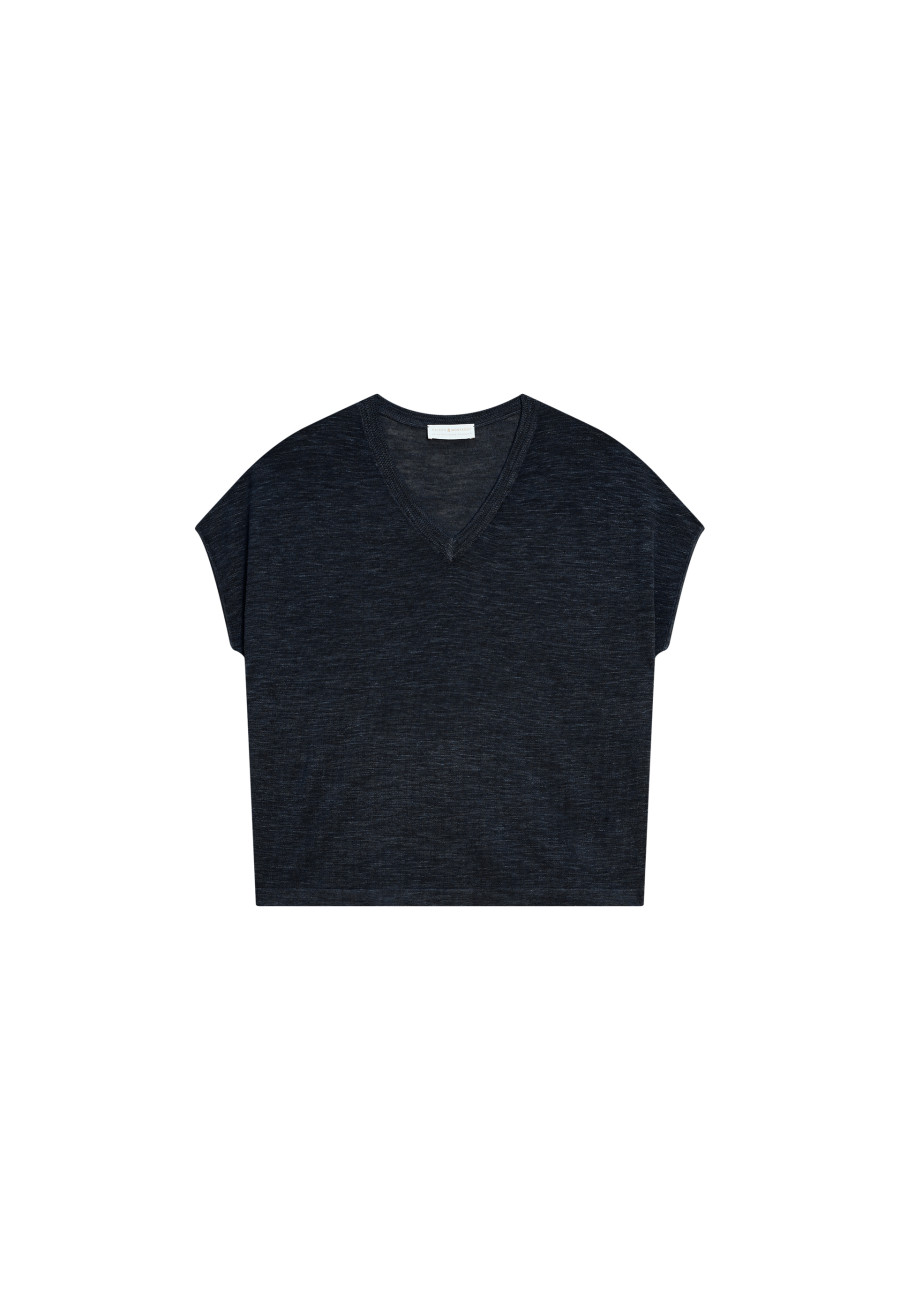 Lockeres T-Shirt mit V-Ausschnitt aus Flammenleinen - Marra