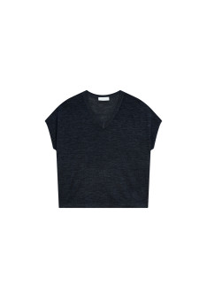 Lockeres T-Shirt mit V-Ausschnitt aus Flammenleinen - Marra