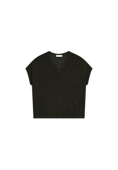 Lockeres T-Shirt mit V-Ausschnitt aus Flammenleinen - Marra