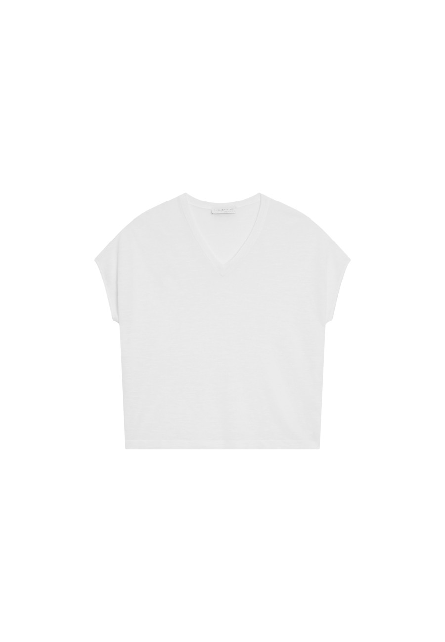 Lockeres T-Shirt mit V-Ausschnitt aus Flammenleinen - Marra