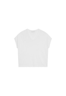 Lockeres T-Shirt mit V-Ausschnitt aus Flammenleinen - Marra