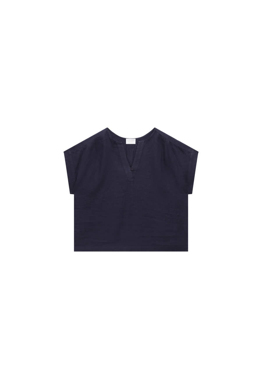 Kurzarm-Leinenbluse - Virginie