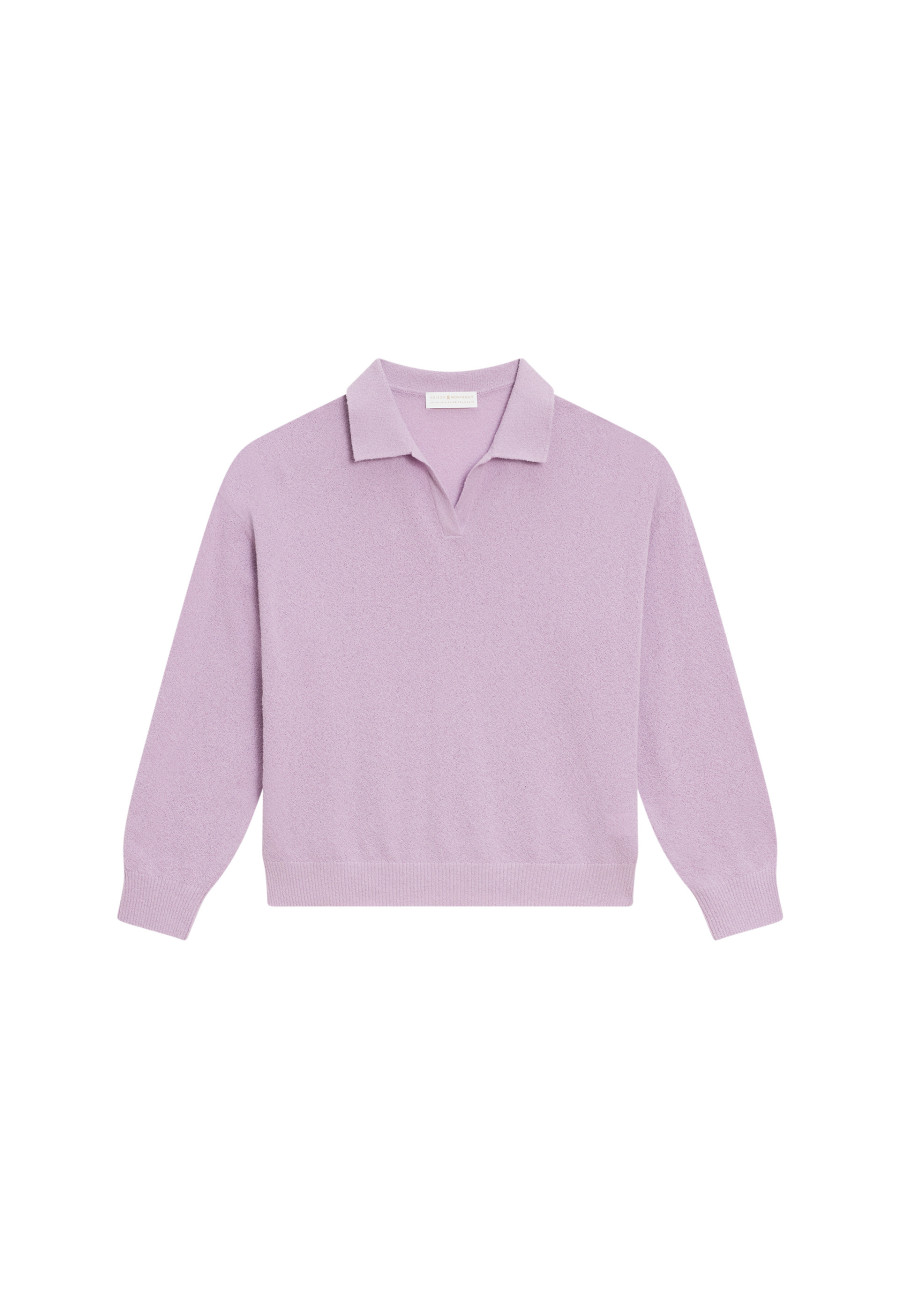 Das Langarm-Poloshirt aus gebürsteter Baumwolle - Melvina.