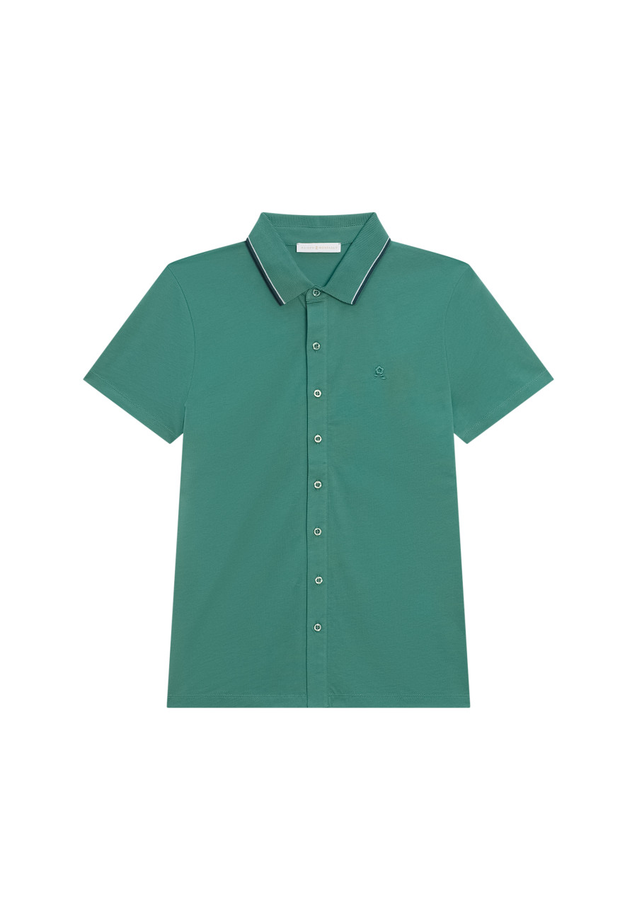 BACCARAT CHEMISE EN  JERSEY UNI ET BORD BICOLORE
