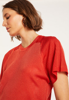 Geripptes Leichtgarn-T-Shirt - Malory