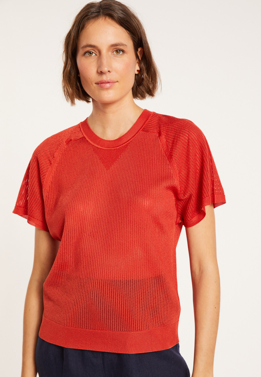 Geripptes Leichtgarn-T-Shirt - Malory