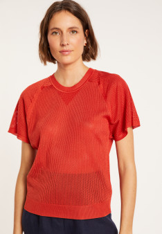 Geripptes Leichtgarn-T-Shirt - Malory
