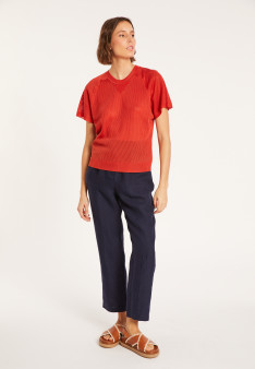 Geripptes Leichtgarn-T-Shirt - Malory