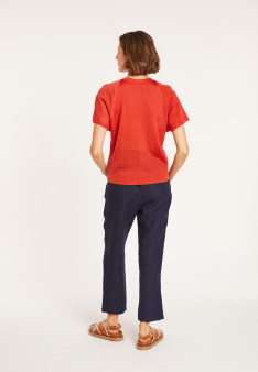 Geripptes Leichtgarn-T-Shirt - Malory