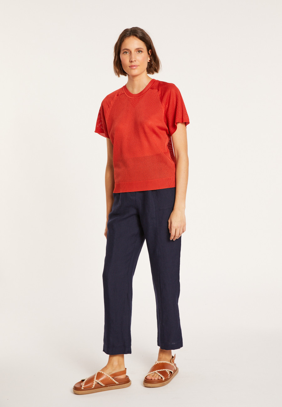 Geripptes Leichtgarn-T-Shirt - Malory