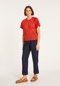 Geripptes Leichtgarn-T-Shirt - Malory