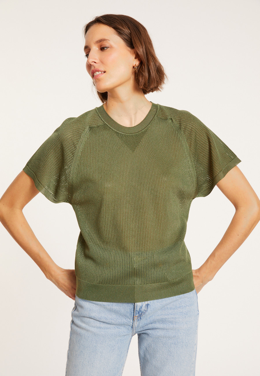 Geripptes Leichtgarn-T-Shirt - Malory