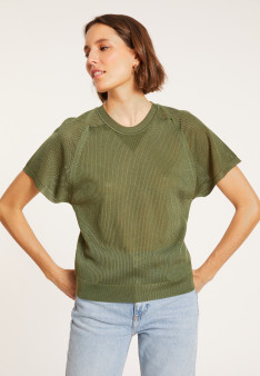 Geripptes Leichtgarn-T-Shirt - Malory