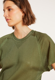 Geripptes Leichtgarn-T-Shirt - Malory