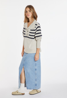 Pullover aus Kaschmir und Wolle mit Knopfleiste - Carmella