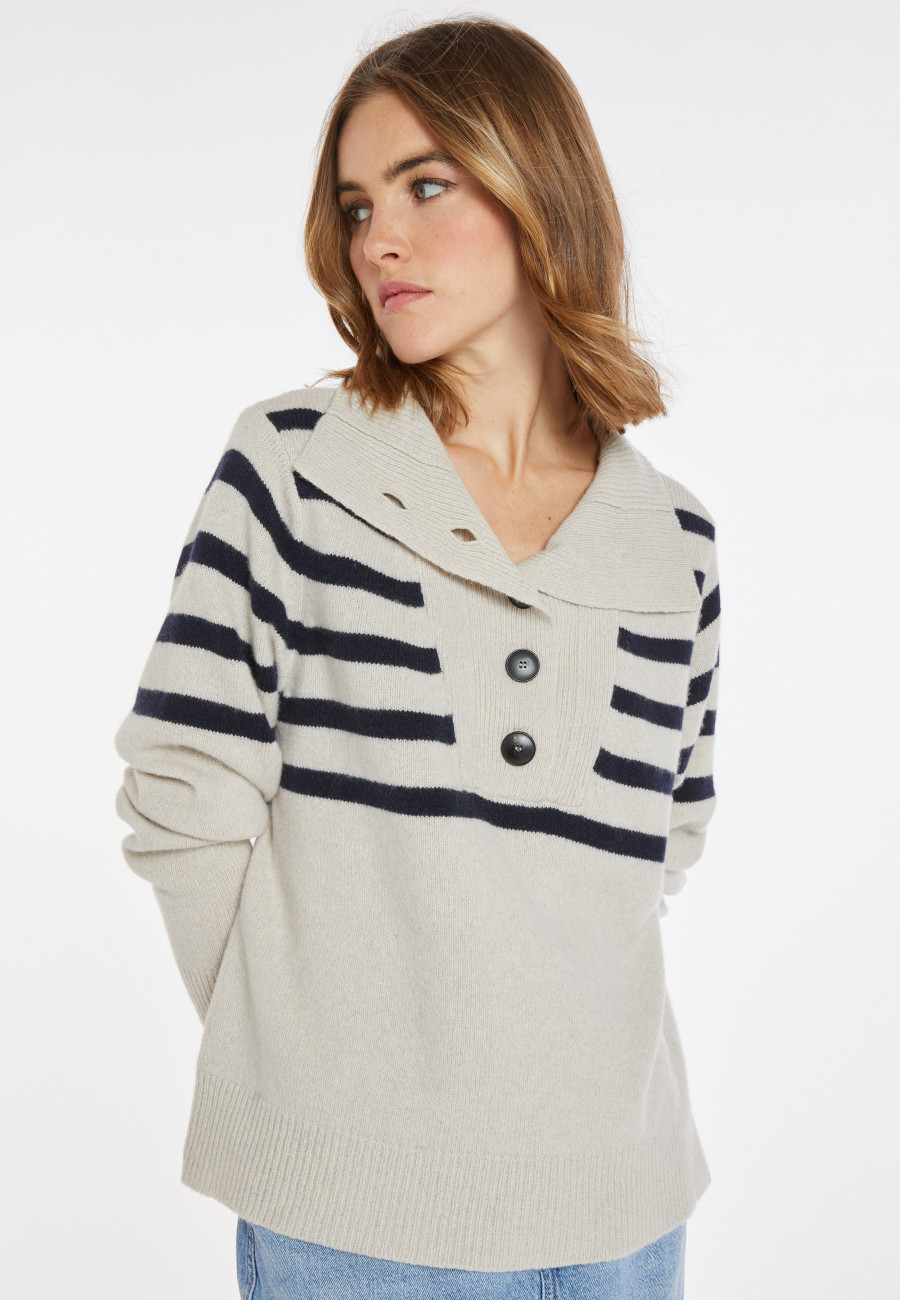 Pullover aus Kaschmir und Wolle mit Knopfleiste - Carmella