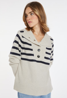 Pullover aus Kaschmir und Wolle mit Knopfleiste - Carmella