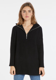 Langer Pullover mit Reißverschluss aus Wolle und Kaschmir - Charlotte
