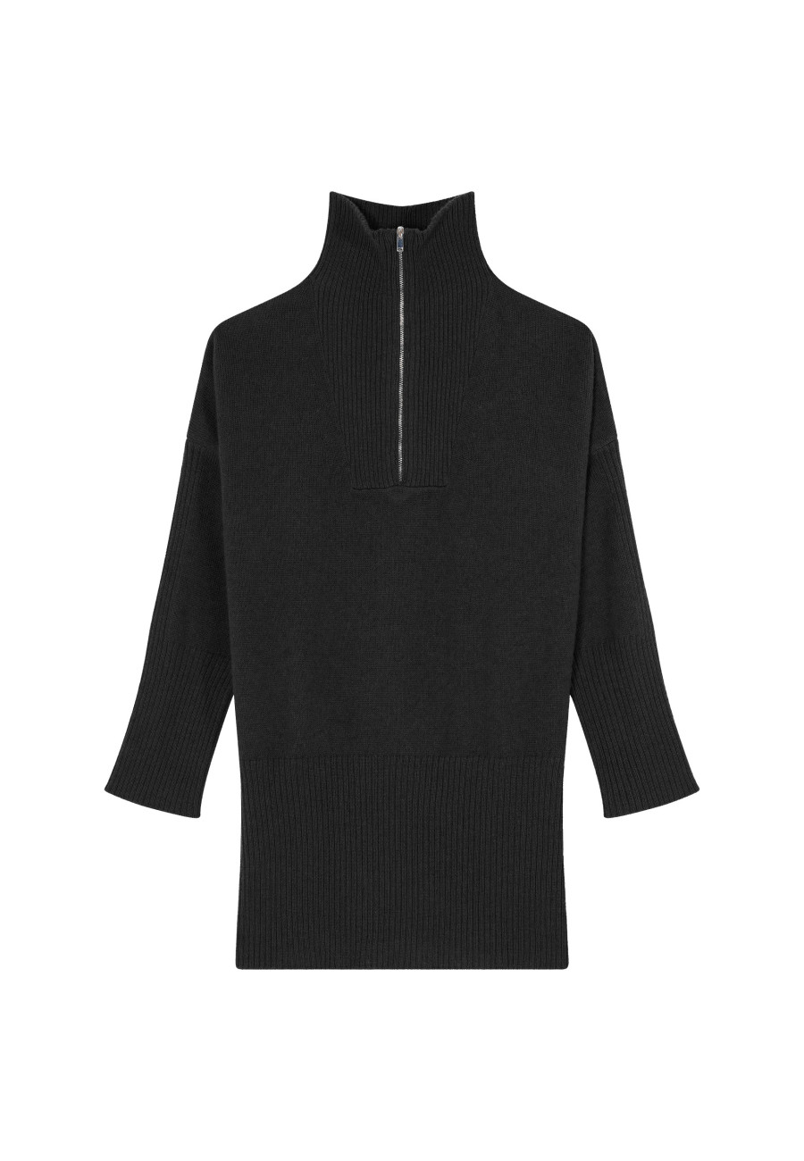 Langer Pullover mit Reißverschluss aus Wolle und Kaschmir - Charlotte