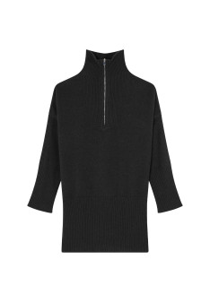 Langer Pullover mit Reißverschluss aus Wolle und Kaschmir - Charlotte
