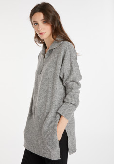 Langer Pullover mit Reißverschluss aus Wolle und Kaschmir - Charlotte