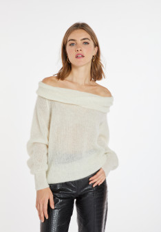 Mohair-Pullover mit Bardot-Ausschnitt - Caelie