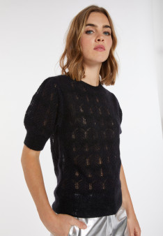 Mohair-Pullover mit kurzen Ärmeln Ballon - Cosmos