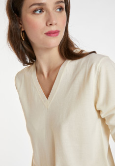 Pullover mit V-Ausschnitt aus Merinowolle - Arya