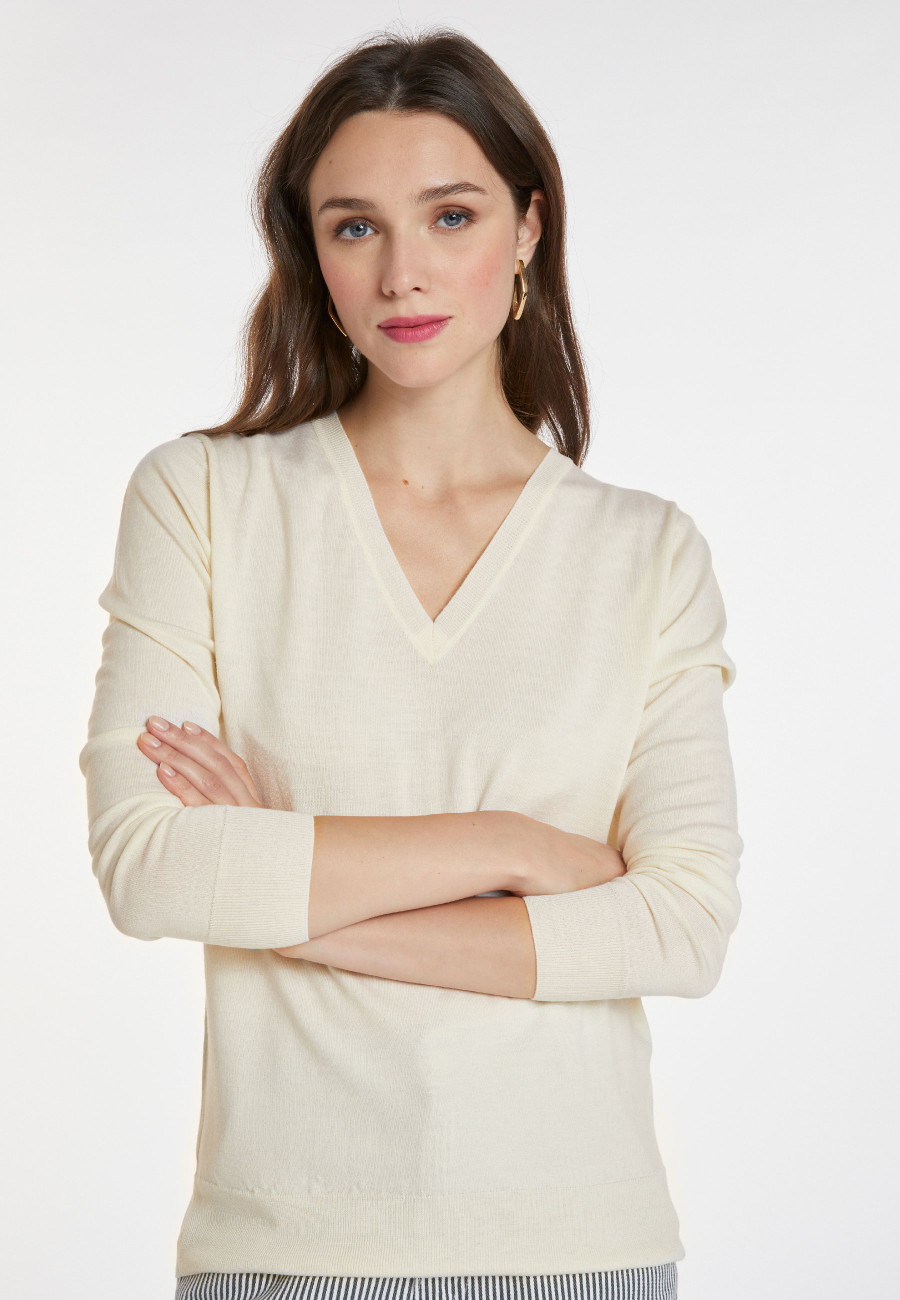 Pullover mit V-Ausschnitt aus Merinowolle - Arya