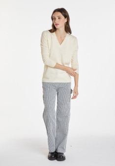 Pullover mit V-Ausschnitt aus Merinowolle - Arya