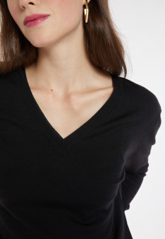 Pullover mit V-Ausschnitt aus Merinowolle - Arya