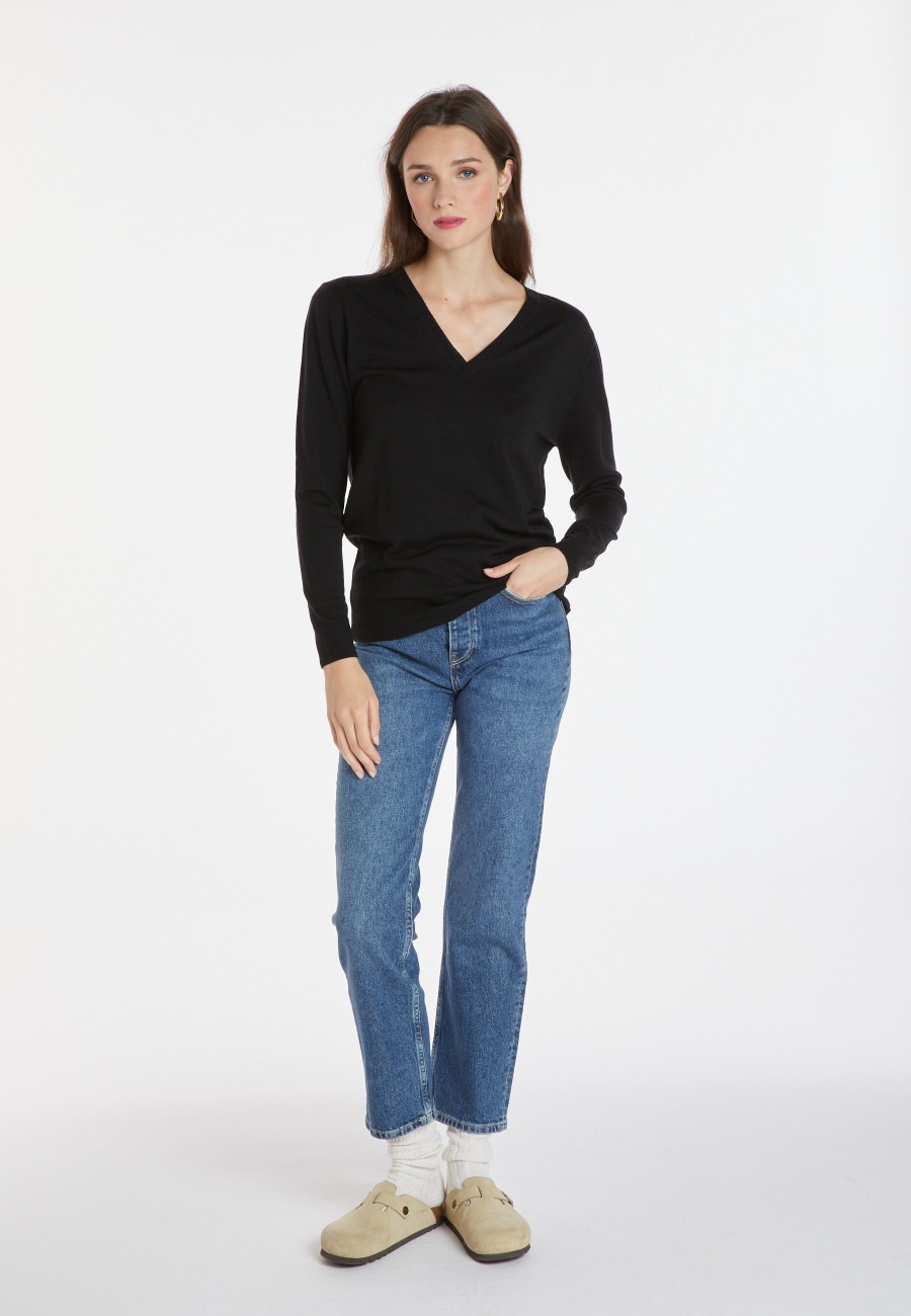 Pullover mit V-Ausschnitt aus Merinowolle - Arya