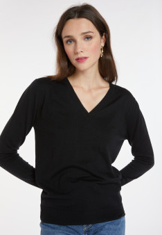 Pullover mit V-Ausschnitt aus Merinowolle - Arya