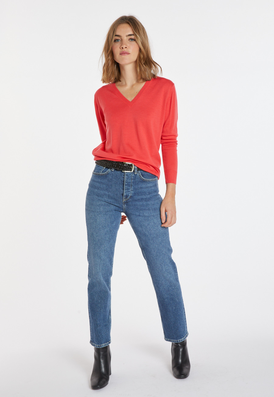 Pullover mit V-Ausschnitt aus Merinowolle - Arya