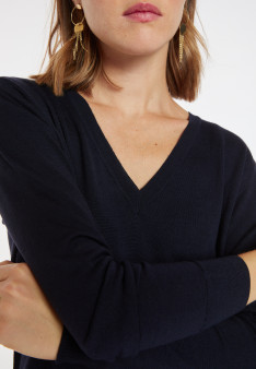 Pullover mit V-Ausschnitt aus Merinowolle - Arya