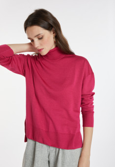 Geschlitzter Rollkragenpullover aus Merinowolle - Amy
