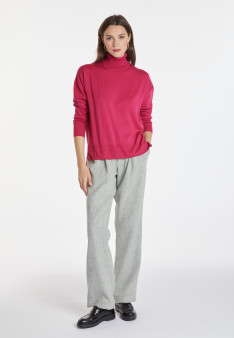 Geschlitzter Rollkragenpullover aus Merinowolle - Amy