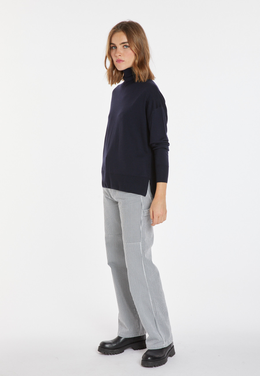 Geschlitzter Rollkragenpullover aus Merinowolle - Amy