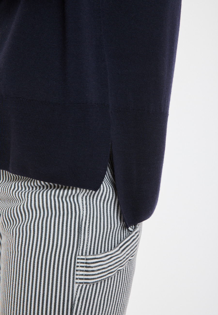 Geschlitzter Rollkragenpullover aus Merinowolle - Amy
