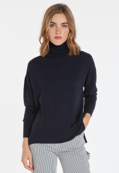 Geschlitzter Rollkragenpullover aus Merinowolle - Amy