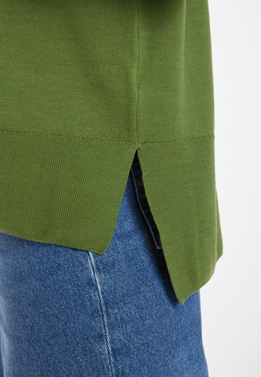 Geschlitzter Rollkragenpullover aus Merinowolle - Amy